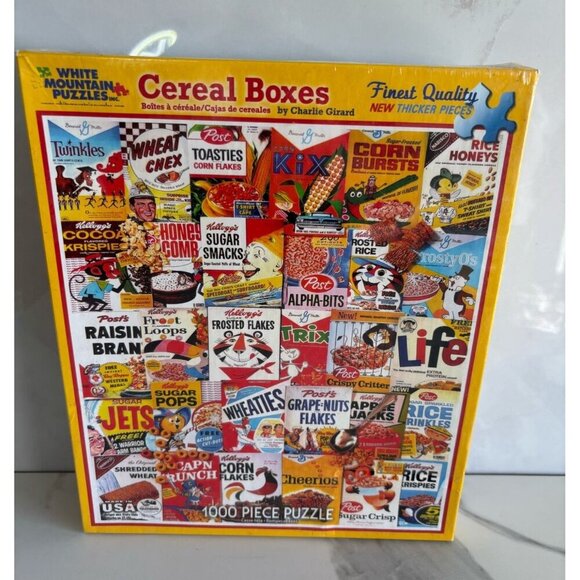 White Mountain 1000-Piece Jigsaw Puzzle Vintage Cereal Boxes Collage Puzzles - Picture 1 of 6